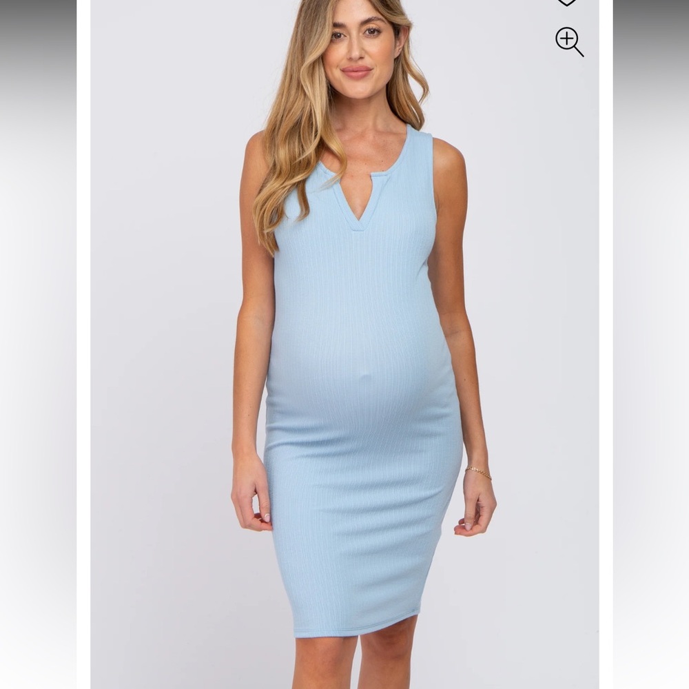 Light Blue Sleeveless Maternity Dress